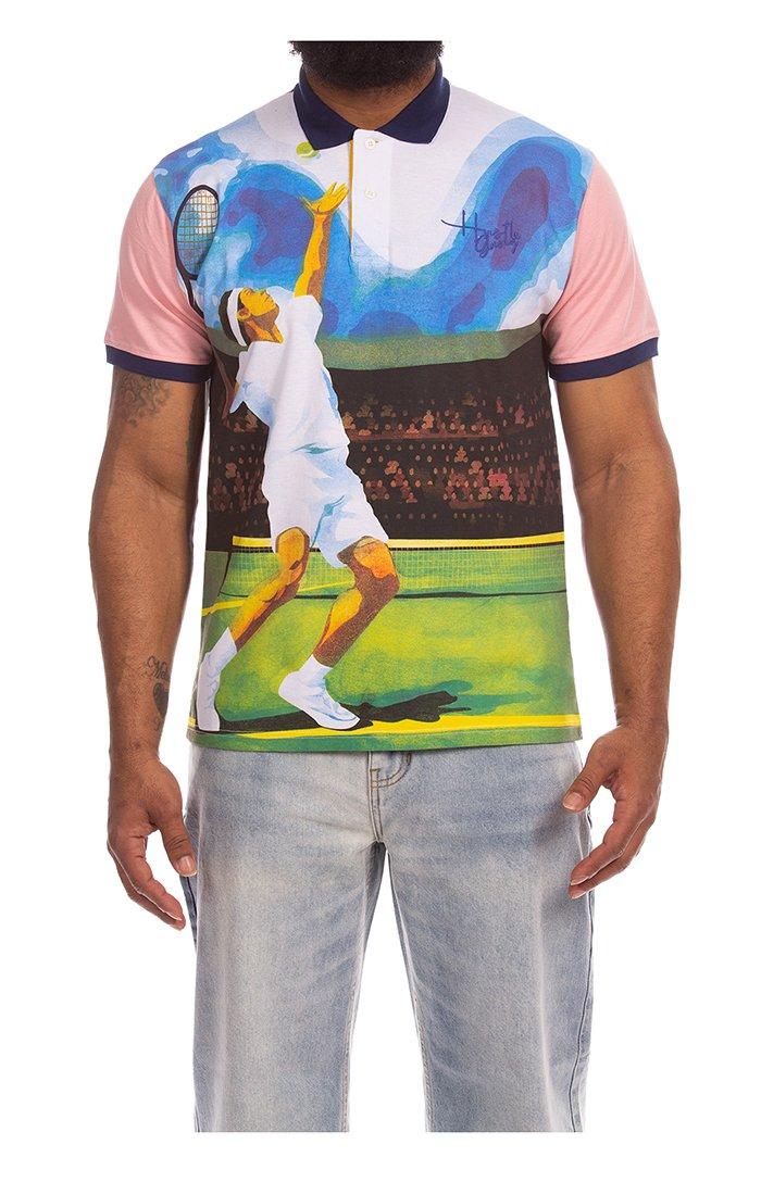Hustle Gang Men's Doubles Short Sleeve Polo - Multi-Color - MULTI-COLOR